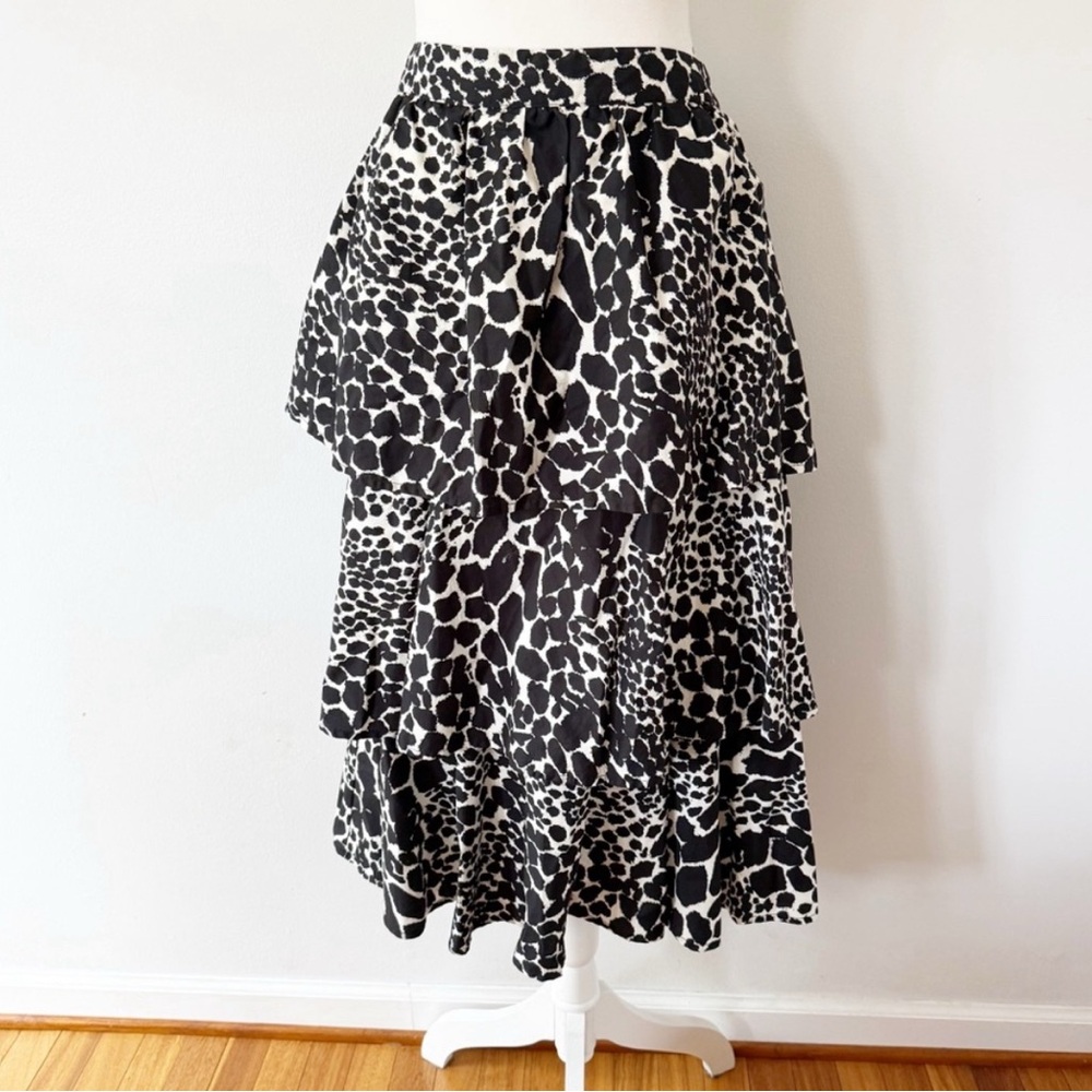 Who What Wear Black and White Bubble Midi Skirt
